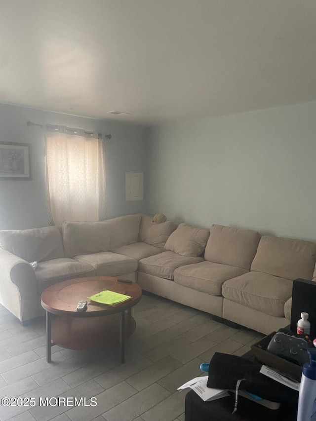 living room with wood-type flooring