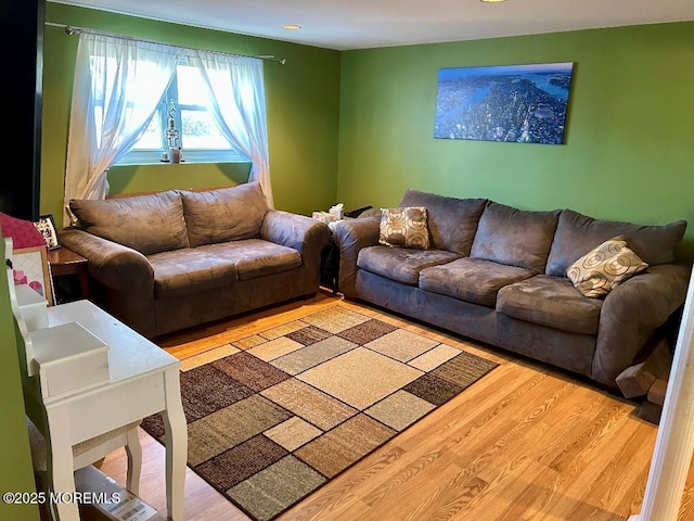 living room with hardwood / wood-style flooring