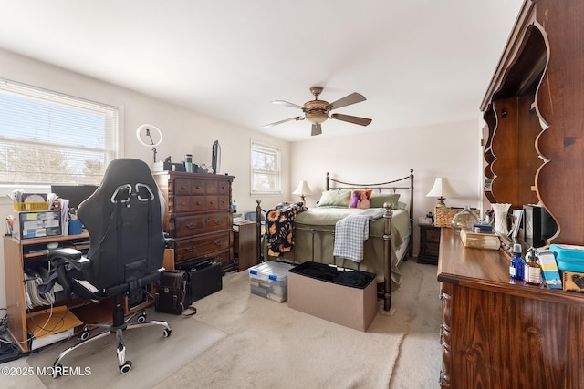 bedroom with carpet flooring and ceiling fan