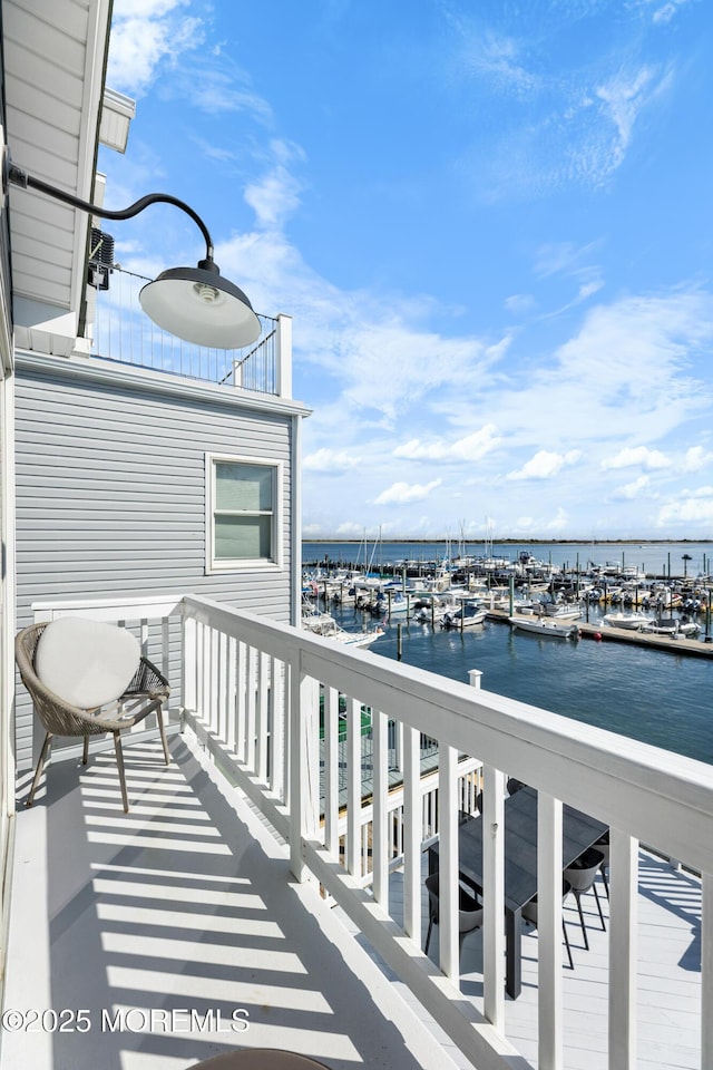 balcony with a water view