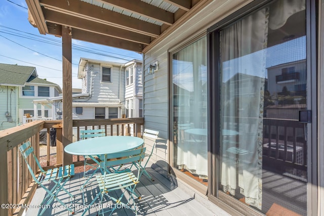 wooden balcony with a wooden deck