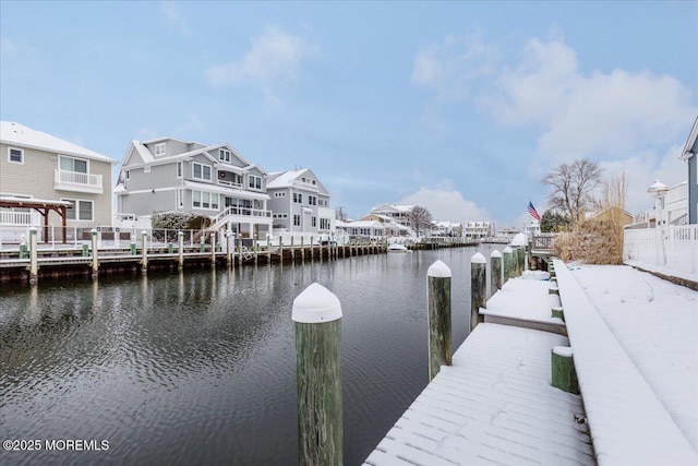 view of dock featuring a water view