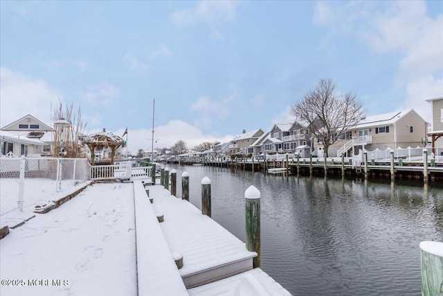 dock area featuring a water view