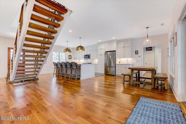 living room with light wood-type flooring