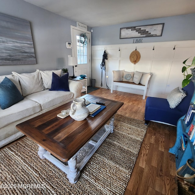 living room with wood-type flooring