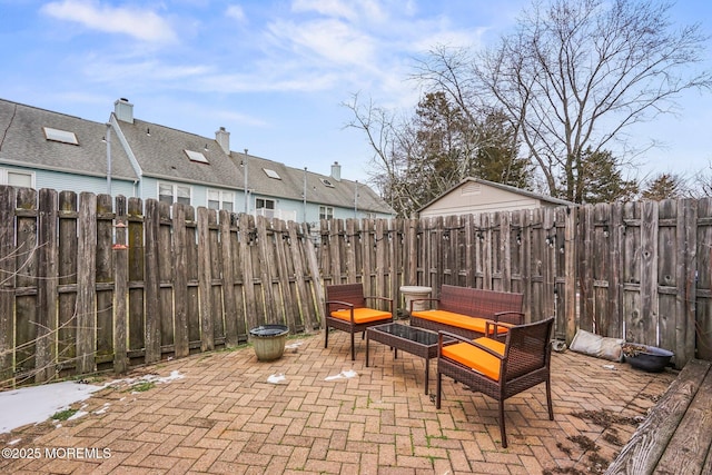 view of patio with an outdoor living space