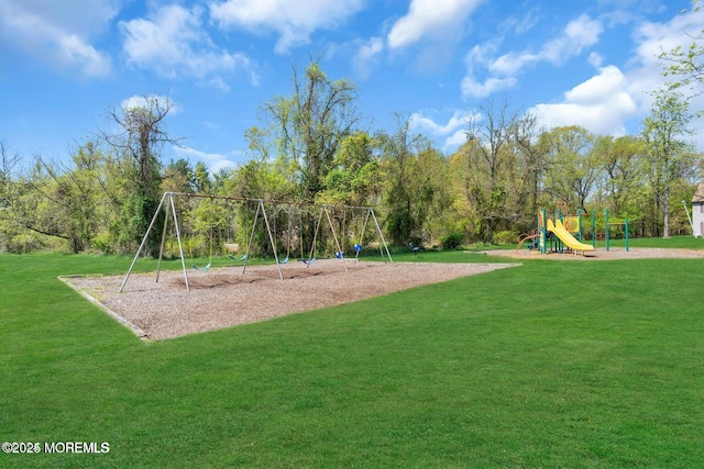 view of play area featuring a yard