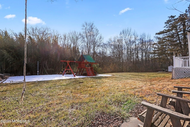 view of yard with a playground