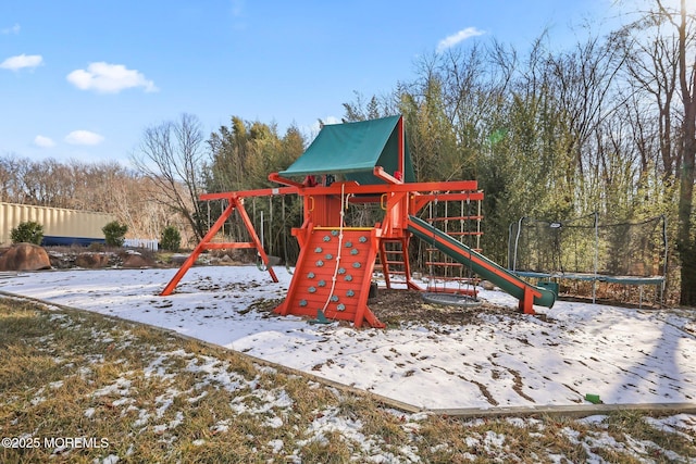 view of snow covered playground