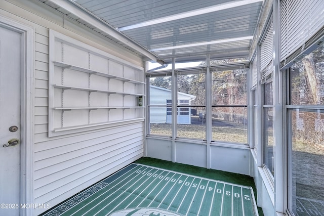 view of unfurnished sunroom