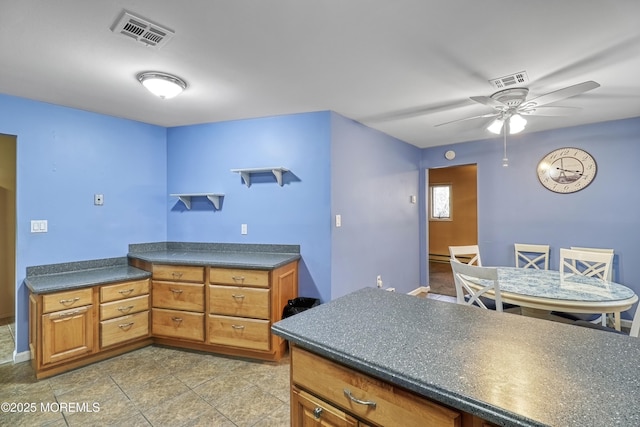 kitchen with ceiling fan