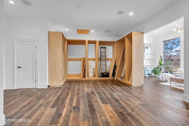 empty room with dark hardwood / wood-style floors