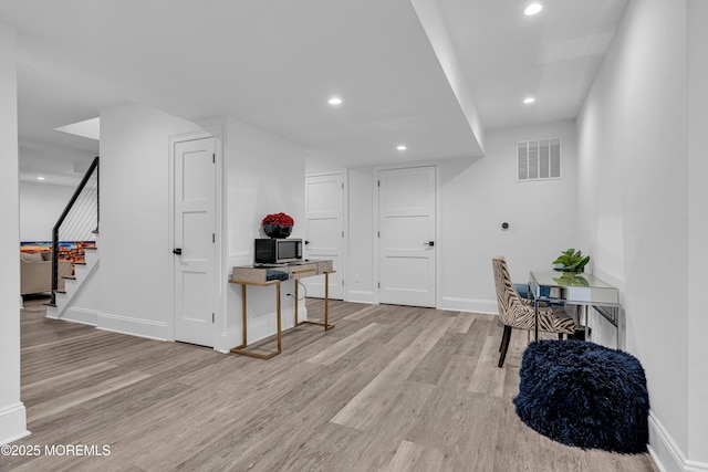 interior space featuring light hardwood / wood-style floors