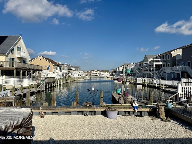 view of dock featuring a water view