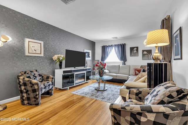 living room featuring hardwood / wood-style floors