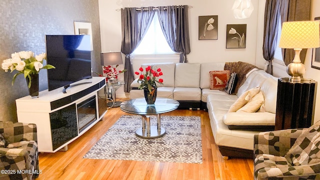 living room featuring light hardwood / wood-style floors