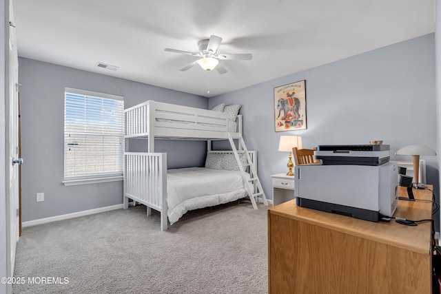 bedroom with carpet floors and ceiling fan