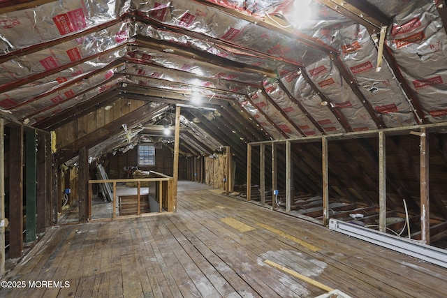 view of unfinished attic