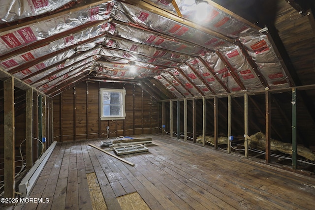 view of unfinished attic