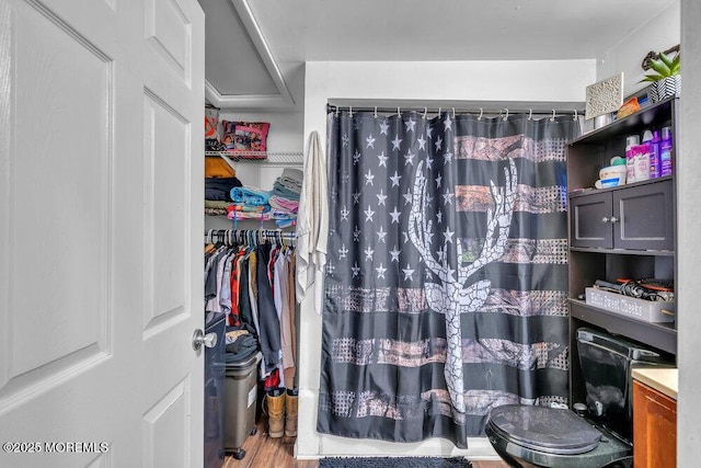 spacious closet with light hardwood / wood-style floors