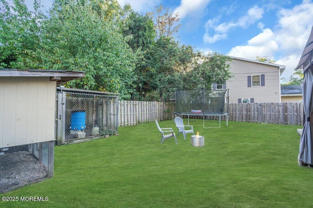 view of yard featuring a trampoline