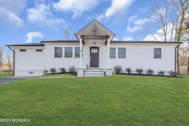 view of front of home with a front yard