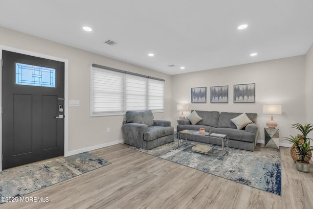 living room featuring light hardwood / wood-style flooring