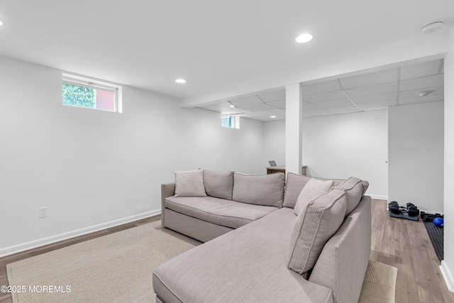 living room with light wood-type flooring