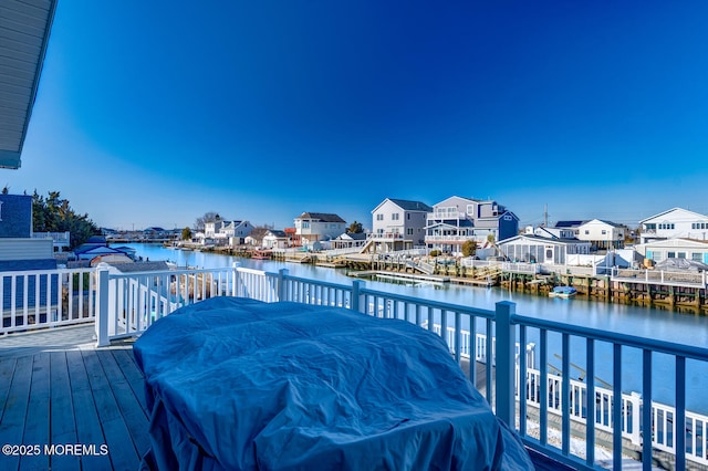 deck with a water view