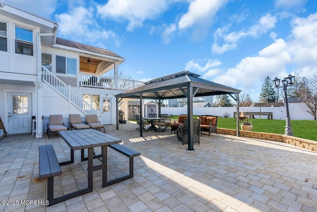 view of patio / terrace with a gazebo