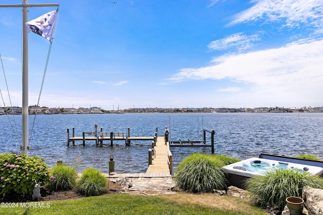 view of dock featuring a water view