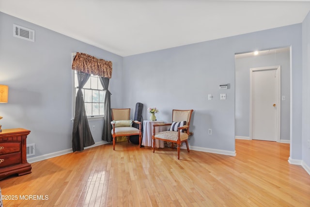 living area with light wood-type flooring