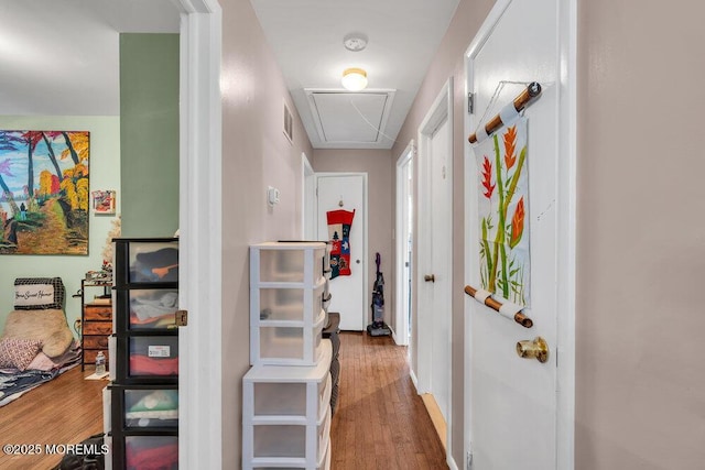 hallway featuring dark hardwood / wood-style floors