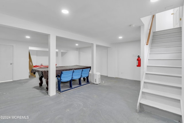 basement featuring pool table