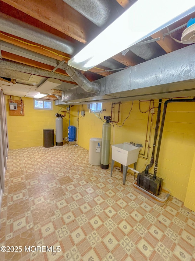 169 Docare Rd, Jackson, NJ 08527 - below grade area with a sink, a water pressure tank, and a water softener