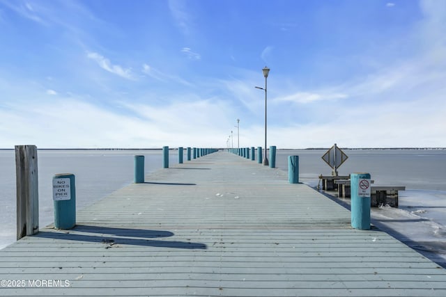 dock area featuring a water view