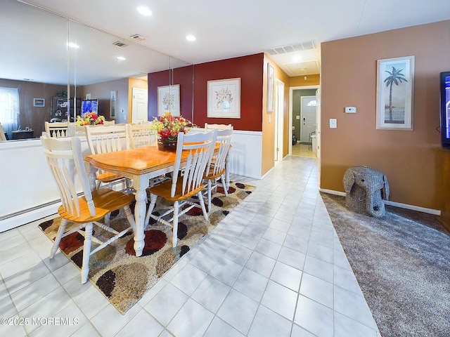 view of carpeted dining room