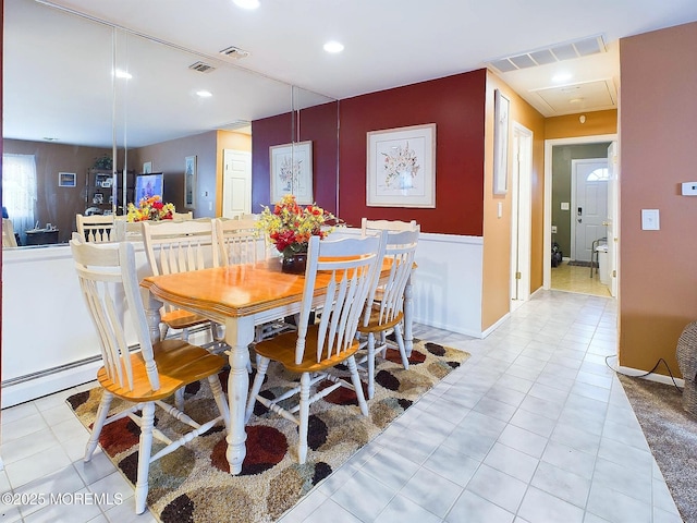 view of tiled dining space