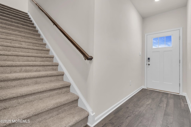 foyer featuring dark hardwood / wood-style flooring