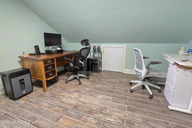 office featuring vaulted ceiling