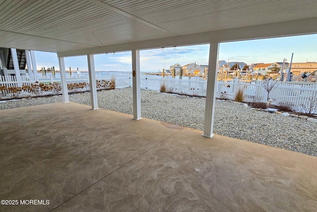 view of patio / terrace with a water view