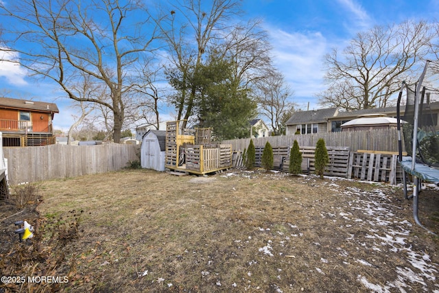 view of yard with a shed