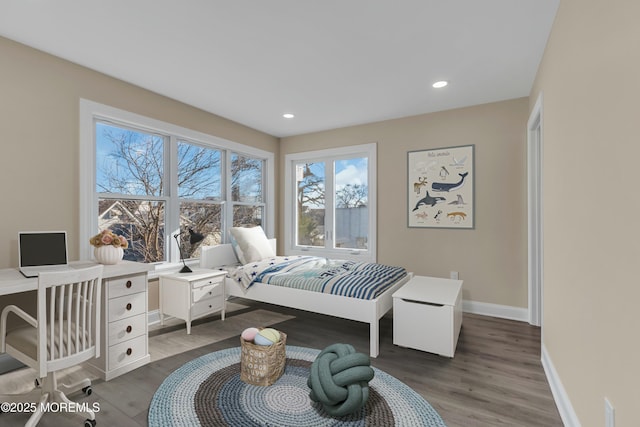 bedroom with hardwood / wood-style flooring