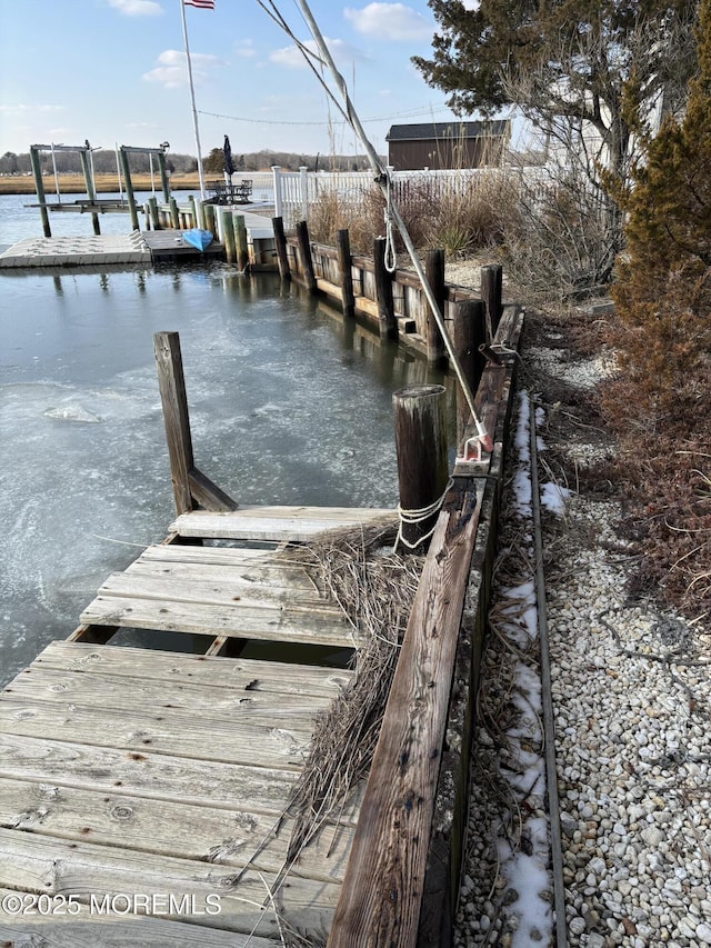 view of dock featuring a water view