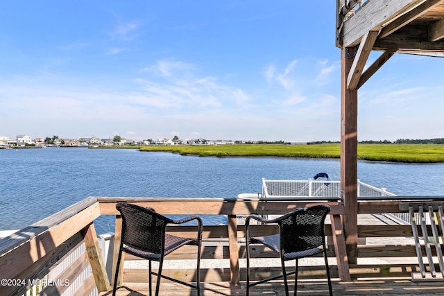 dock area with a water view