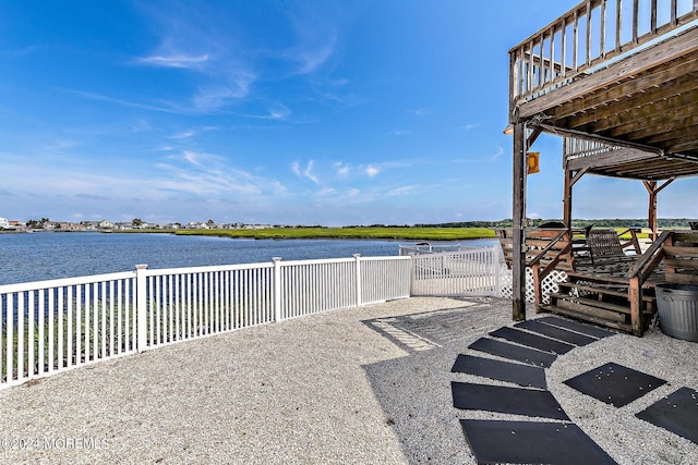 exterior space featuring a water view