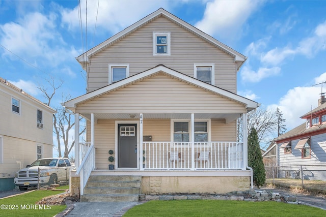 view of front facade featuring covered porch