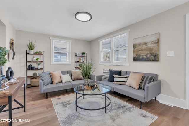 living room featuring hardwood / wood-style flooring and plenty of natural light