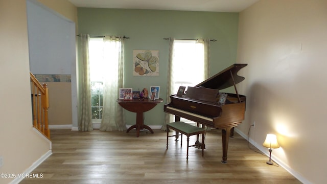 misc room featuring a wealth of natural light and light hardwood / wood-style flooring