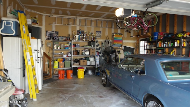 garage with a garage door opener